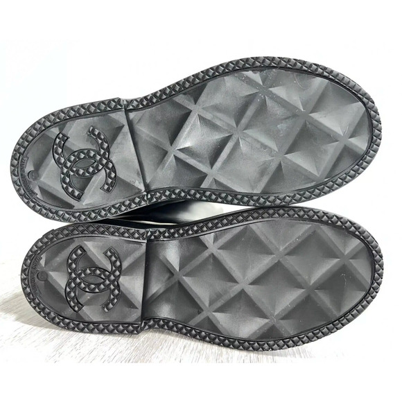 Chanel 22K Black White Caoutchouc CC Logo Thigh High Pull On Rubber Rain Boot 40 - Picture 12 of 12